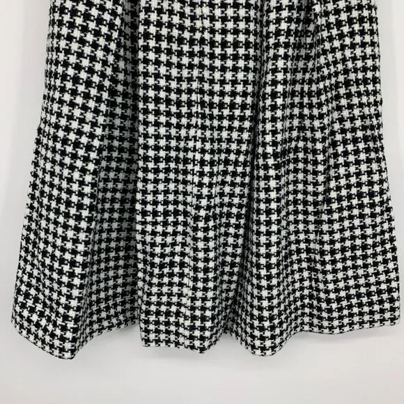 Who What Wear Skirt Black Houndstooth Tweed Pleated Midi Birdcage - Picture 5 of 8